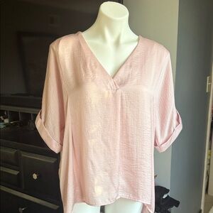 Pink V-Neck Women's Top